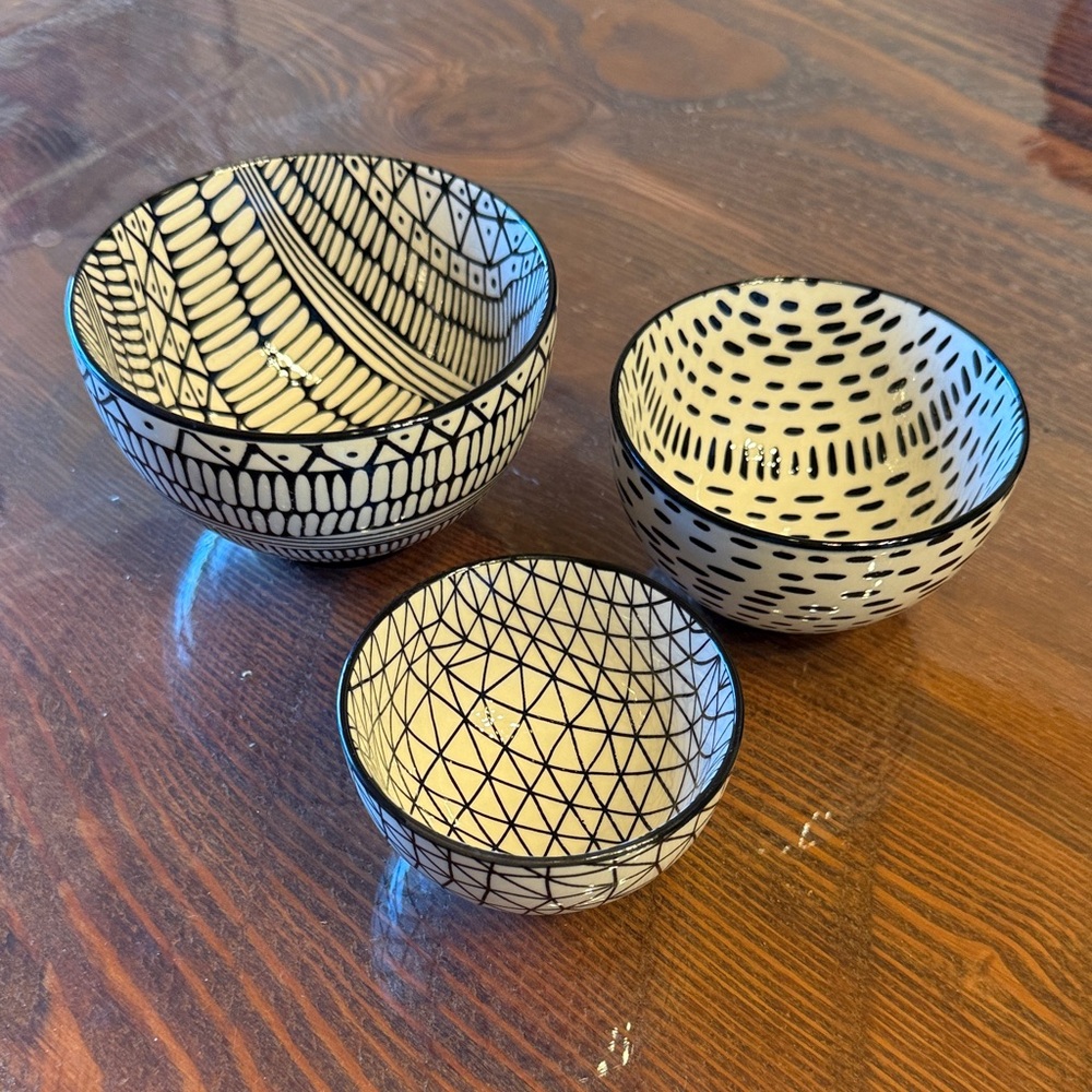 Black and White Patterned Ceramic Bowls by Short Stories